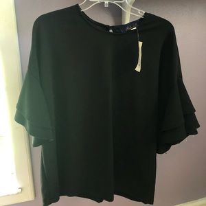 Black, Flare Sleeve Blouse